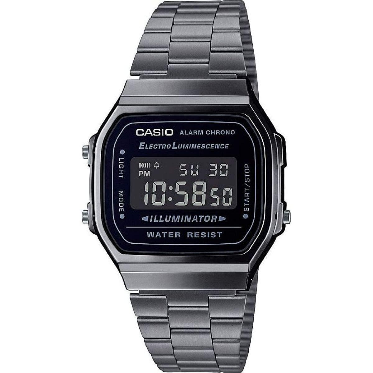 Casio - Vintage Watch A168WEGG-1BEF - Unisex Watch - Splash Proof - Digital - with Steel Strap - Black Silber