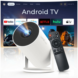 4K 1080P Unterstützt Mini Beamer Projektor Auto Keystone Smart Beamer Android 11 Integrierte Apps Portable Projector mit WiFi 6 Bluetooth 5.4, Kompatibel mit iOS/HDMI/USB LYNCAST OptiBarrel 005 OptiBarrel 005 White