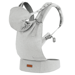 MoMi COLLET Babytrage für Kinder im Alter 3-48 Monate (4-20 kg Körpergewicht), 2 Tragepositionen mit 6 Einstellpunkten, mit Kapuze und einer Köpfchenstütze für das Baby Gris