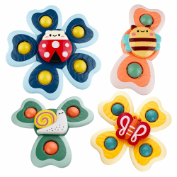 Sudnsadaks 4 Stück Saugnapf Spielzeug Kinder, Badewannenspielzeug, Sensorik Spielzeug für Baby, Saugnapf Drehspielzeug, Tisch Saugnapf ab 1 Jahr Badespielzeug Saugnapf Spielzeug Kinder Baby Geschenke Stor