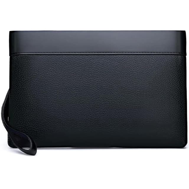 Eshow Handgelenktasche Herren Vintage Herrenhandtasche aus PU-Leder Clutchtasche mit Kartenfach für Reise & Business Schwarz