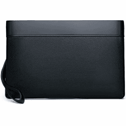 Eshow Handgelenktasche Herren Vintage Herrenhandtasche aus PU-Leder Clutchtasche mit Kartenfach für Reise & Business Schwarz