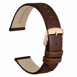 WOCCI Elegante Uhrenarmbänder, Ersatzbänder Echtem Leder, Edelstahlschnalle, 8mm 10mm 12mm 14mm 16mm 18mm 20mm 14mm Karamell Braun (Roségoldener Schnalle)
