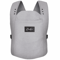 ROOKIE Babytrage Premium - Design Bauchtrage bequem und ergonomisch - Für Neugeborene ab Geburt bis 15kg - Baby Trage aus Bio Baumwolle (Grey)