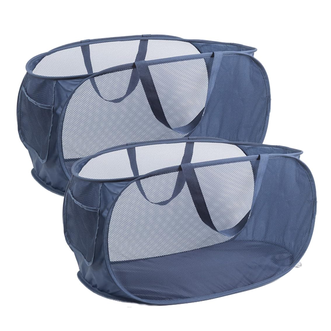Pop Up Wäschekorb Faltbarer Wäschekorb 2 Stk(36 * 36 * 58 Cm) Wäschetonne Wäschekorb klappbar mit Griff laundry basket Aufbewahrungskorb für Kinderzimmer Camping Und Reisen (2stk Marineblau)