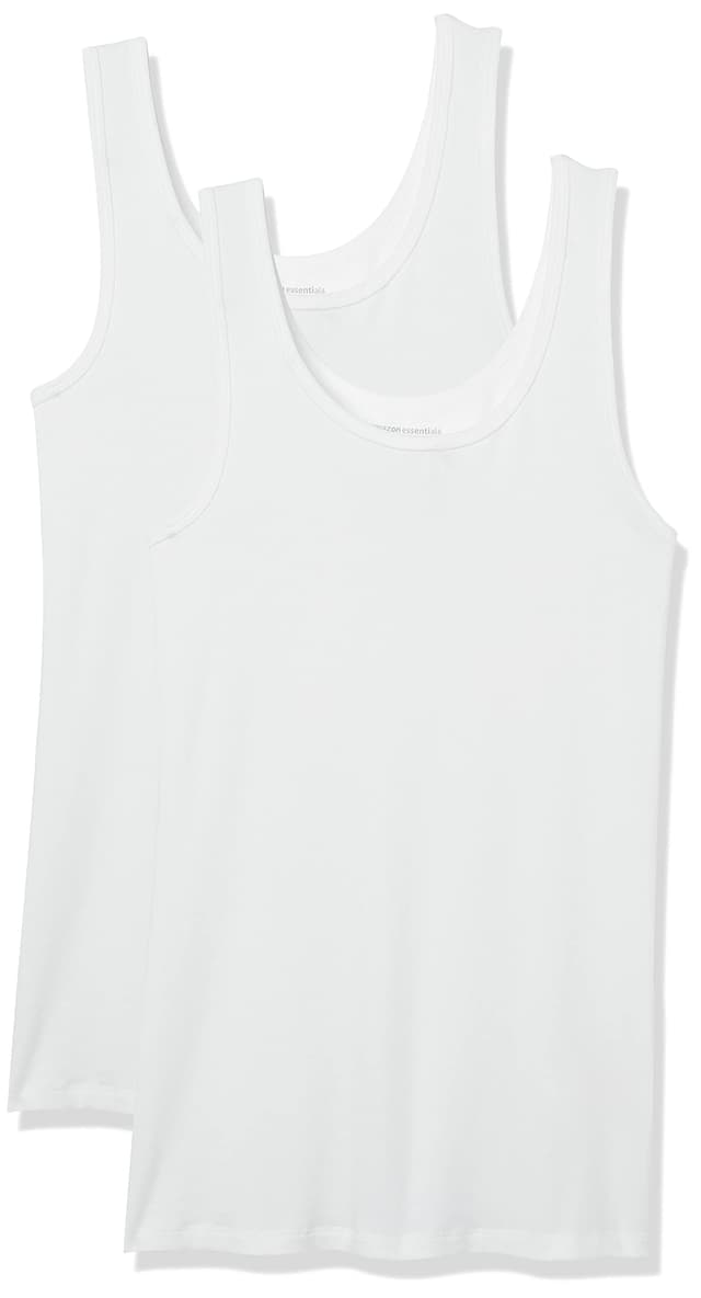Amazon Essentials Damen Tanktop, Schmale Passform, 2er-Pack M Weiß