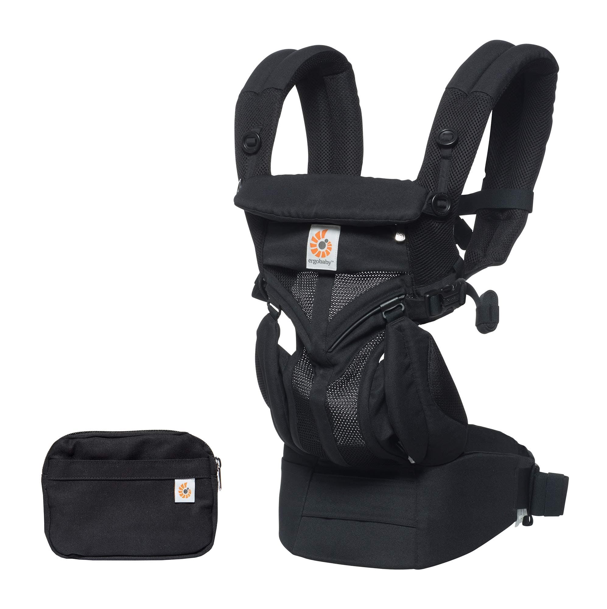 Ergobaby Babytrage für Neugeborene ab Geburt bis 20kg, 4in1 Omni 360 Cool Air Mesh Kindertrage Tragesystem, Onyx Black Cool Air Mesh Onyx Black