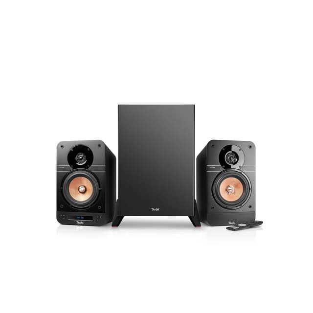 Teufel Ultima 25 AKTIV Club Edition 2.1 Soundsystem mit kabellosem Subwoofer - Aktive Regallautsprecher mit Bluetooth und integriertem AV-Receiver, Dolby Audio, DAB+, HDMI ARC CEC - schwarz Night Black