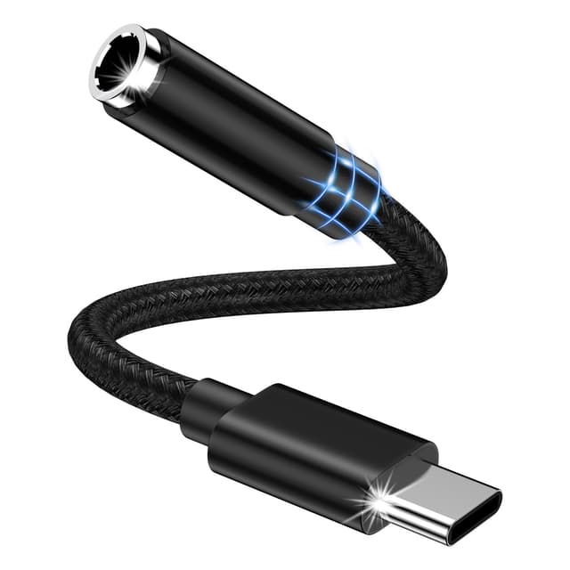 USB C Kopfhörer Adapter,USBC auf 3.5 Klinke Adapter Audio,USB C Klinke Adapter für Samsung Galaxy A55/A56/A15/A16/A35/S25 Ultra/S24 Ultra/S23/S22/S21,iPhone 16 Pro Max/16/15 Pro Max.Pixel 9 Pro/9/8 Schwarz