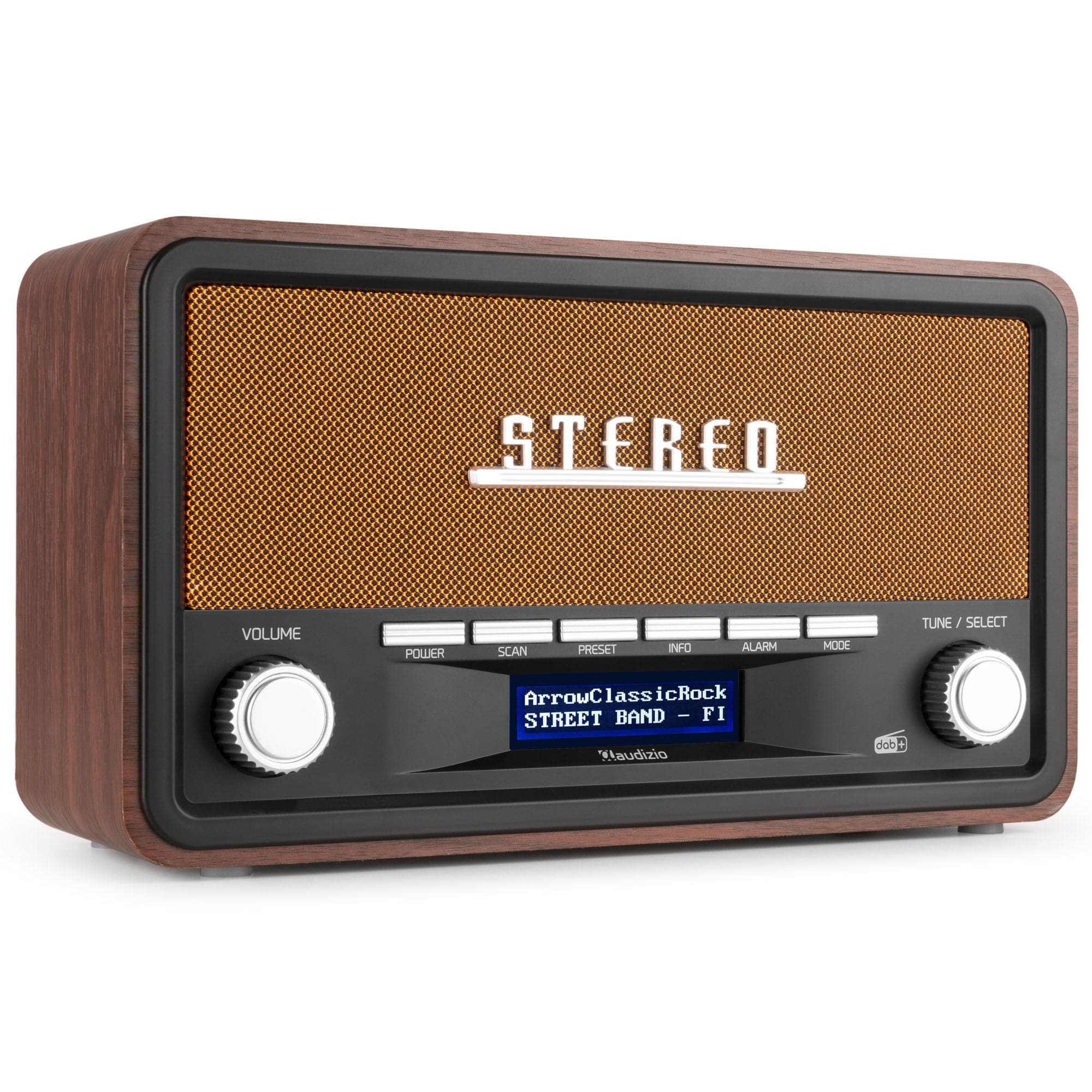 Audizio Foggia, Retro Radio, DAB Plus Radio, Bluetooth, Batterie- Netzbetrieb, Radiowecker, FM, 20 Speicherplätze, AUX, Alarm Küchenradio Vintage, Kupfer Orange Kupfer / Orange