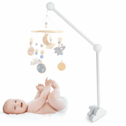 Aurinovellia Mobile Halterung Holz für Babybett, Mobile Ständer Weiß Wolken Design, 360°Drehbar Baby Mobile Aufhänger, Abnehmbarer, für Aufhängung Spieluhr Bettglocke Windspiel Baby Bett Spielzeuge Angebot bei HelloDeals