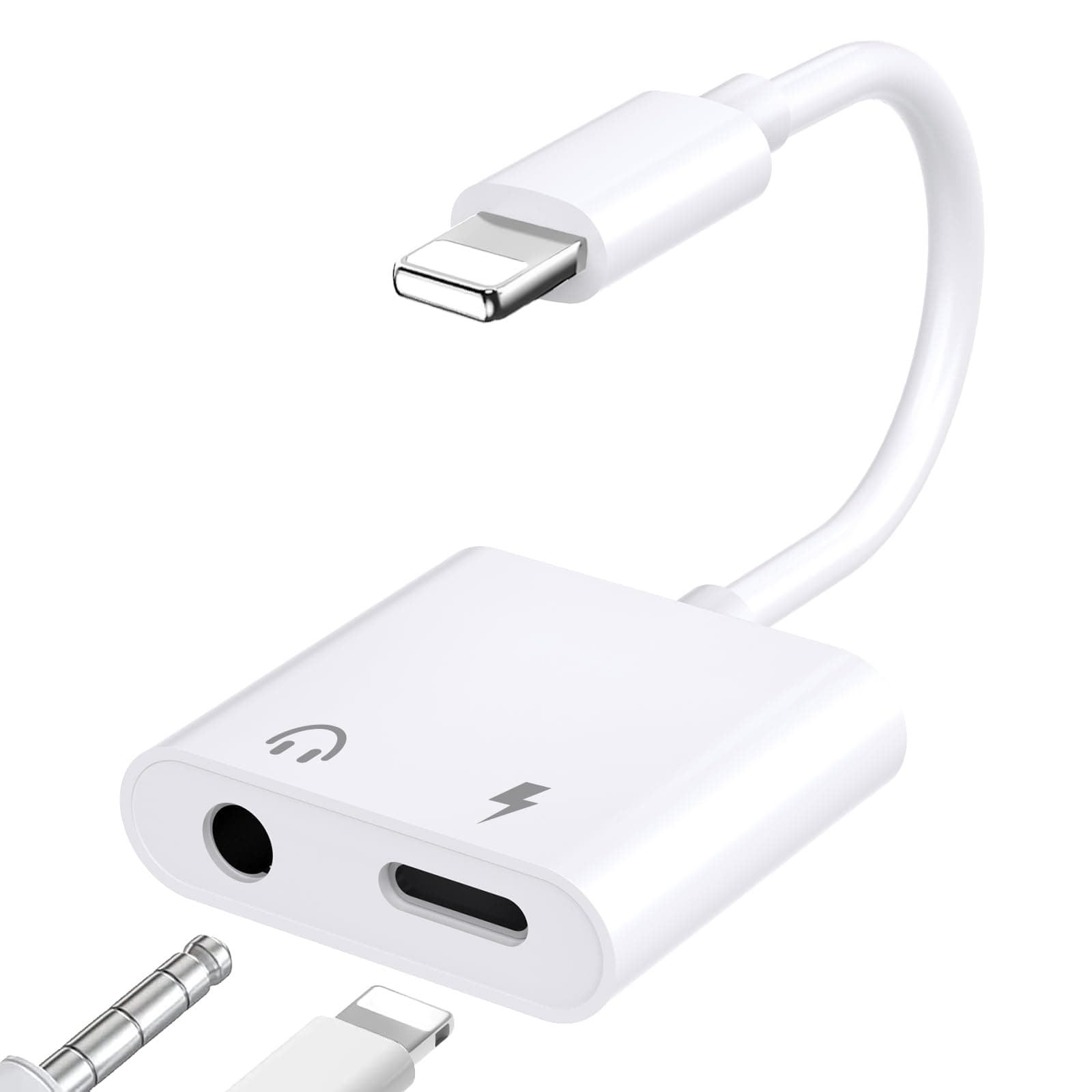 Ticenpe [MFi Zertifiziert] Lightning auf Klinke 2 in 1 HiFi Kopfhörer Jack Adapter für iPhone mit Ladeanschluss, Lightning auf 3,5mm Klinke AUX Adapter für iPhone 14 13 12 11 XS XR 8 7 2 in 1 Lightning auf Klinke und Laden