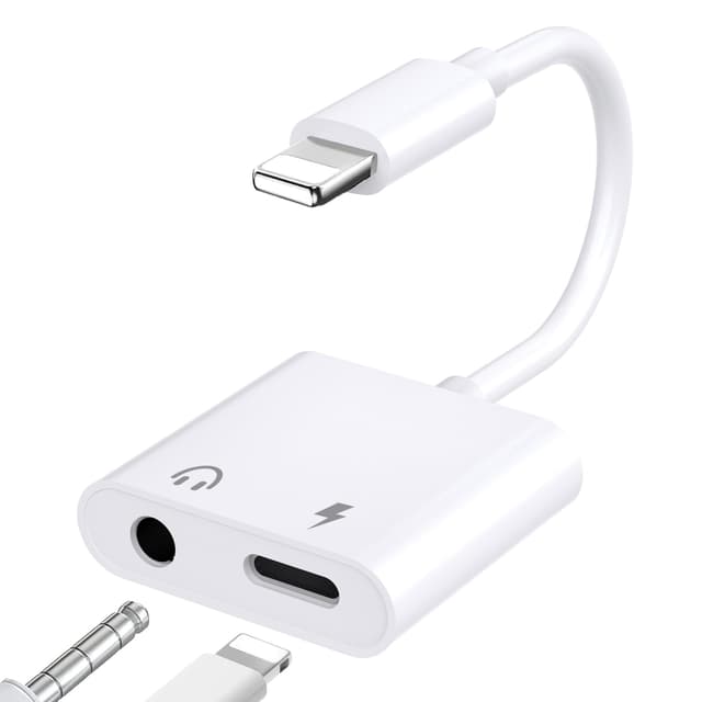 Ticenpe [MFi Zertifiziert] Lightning auf Klinke 2 in 1 HiFi Kopfhörer Jack Adapter für iPhone mit Ladeanschluss, Lightning auf 3,5mm Klinke AUX Adapter für iPhone 14 13 12 11 XS XR 8 7 2 in 1 Lightning auf Klinke und Laden