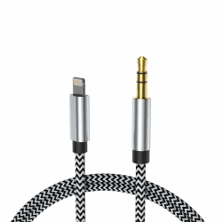 LcueGuk Aux Kabel iPhone [MFi Zertifiziert], Lightning Klinke Kabel, iPhone Auto Audio Kable, Lightning auf 3.5mm Klinke Audio Kopfhörer Adapter für iPhone14/14Max Pro/13/13Pro Max/12-1M Silber