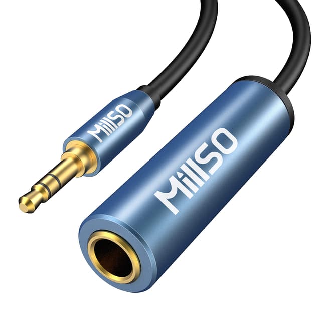 MillSO Klinke Adapter 3,5mm Klinkenstecker auf 6,35mm Klinken Buchse TRS 1/4 zu 1/8 Stereo Audio Aux Adapter Kabel mit 24K Vergoldete Kontakte für Kopfhörer, Lautsprecher und Klavier - 30cm 0.3 m