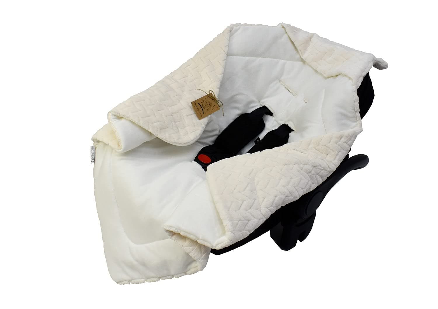 DANKA® Einschlagdecke für Babyschale, Kinderwagen, Kindersitze und Maxi Cosi - Baby Decke für Neugeborene, 80x80cm, mit Kapuze und Klettverschluss für Winter und Sommer, ganzjährig - Beige