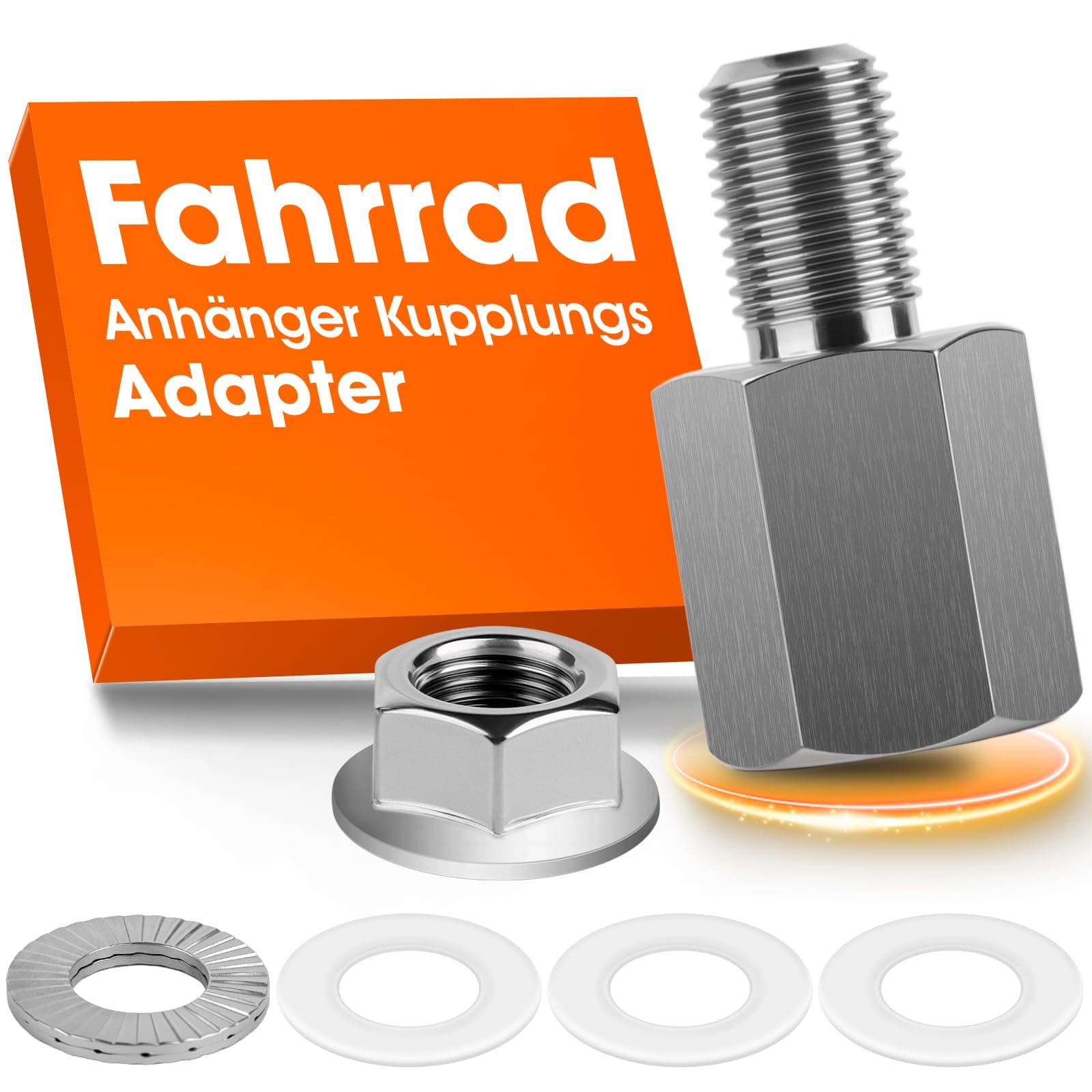 Fahrrad Achsadapter M10 | Fahrradanhänger Adapter für Steckachse | Fahrrad Anhänger Kupplung Adapter Anhängerkupplung M10 x 1,0