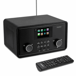 MEDION P85027 Internetradio (DAB Plus, UKW Radio, Spotify Connect, WLAN, Bluetooth, Streaming, Equalizer, Farbdisplay, USB, AUX, Wecker, Schlummerfunktion, Sleep Timer) schwarz