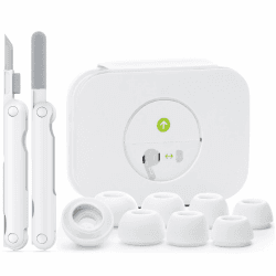 TNSNK 4 Paar Ersatz Ohrstöpsel für Airpods Pro 2nd/1st Gen mit Loch zur Geräuschreduzierung, rutschfest für Airpods Pro 2 Silikontips mit Cleaning Kit & Organisator (Weiß - (XS/S/M/L))