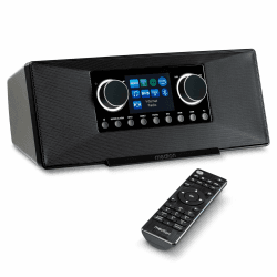 MEDION P85333 Internetradio mit DAB+ (WLAN, UKW, Spotify Connect, Amazon Music, DLNA, USB, Kopfhörer-Anschluss, AUX, Stereo Line-Out Cinch, Sleep Timer) schwarz