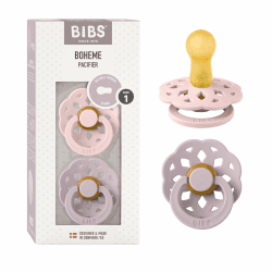 BIBS Boheme Schnuller 2er-Pack. BPA-frei. Kirschform Nippel, Größe 1 (0-6 Monate), Blossom/Dusky Lilac Angebot bei HelloDeals