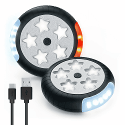Amteker Kinderwagen Licht Aufladbar, 12 LED Pro Licht 2 Leuchteffekte, USB Wiederaufladbares Lichts Kinderwagen, Passend für Alle Kinderwagen, Kinderwagen Beleuchtung Zubehör Baby Geschenk(2 Stück)