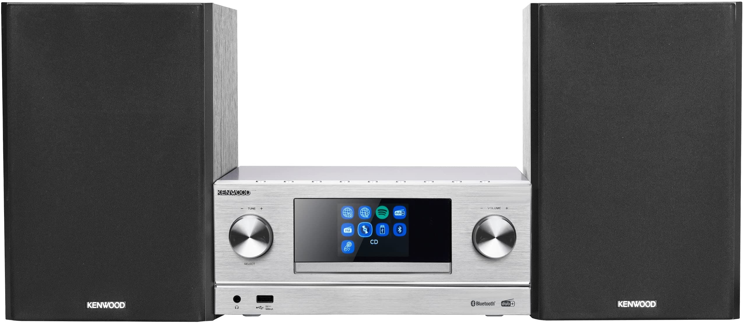 Kenwood M-9000S-S - Smart Micro Hi-Fi System mit Internetradio, DAB+, CD/USB und Audiostreaming, Farbe Silber Silber 2 x 50 Watt