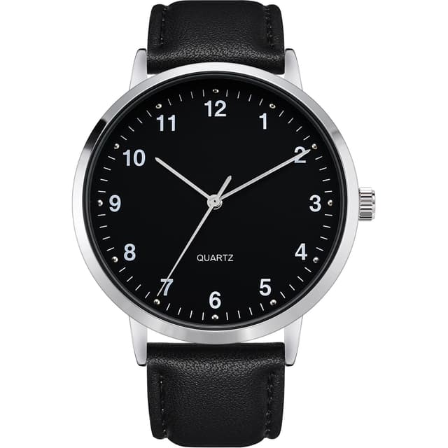 NUOVO Herrenuhr Klassisches Lederarmband Moderne Klassische Quarzuhr Leicht zu lesen Herren Business Casual Minimalistische Uhr Schwarz