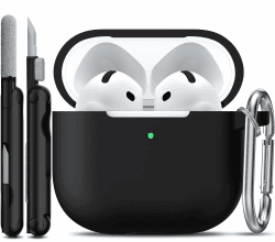 R-fun Kompatibel mit Airpods 4th Hülle mit Reinigungsset, Weiche Silikonhülle mit Schlüsselanhänger, Vollständige Schutzhülle für Männer und Frauen, Kompatibel mit Apple Latest Airpods 4th,Schwarz A-Schwarz Angebot bei HelloDeals
