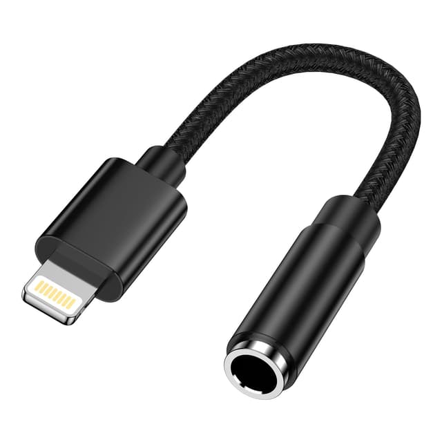 Kopfhörer Adapter für iPhone, [MFi Zertifiziert] Lightning auf 3,5mm Klinke Adapter, iPhone Aux Adapter Dongle Audio Kabel Splitter kompatibel mit iPhone 14 Pro Max/14 Plus/14/13/12/11/SE/X/XS/XR/8 Schwarz