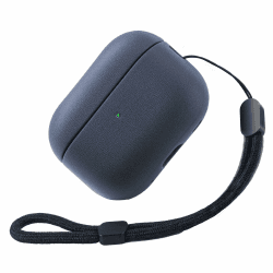 Teyomi TPU Hülle für AirPods Pro 3. Generation, Schutzhülle für Apple Airpods Pro 3 mit Handschlaufe, Leder-Touch-Design Airpods Pro 3 Case (Mitternachtsblau)