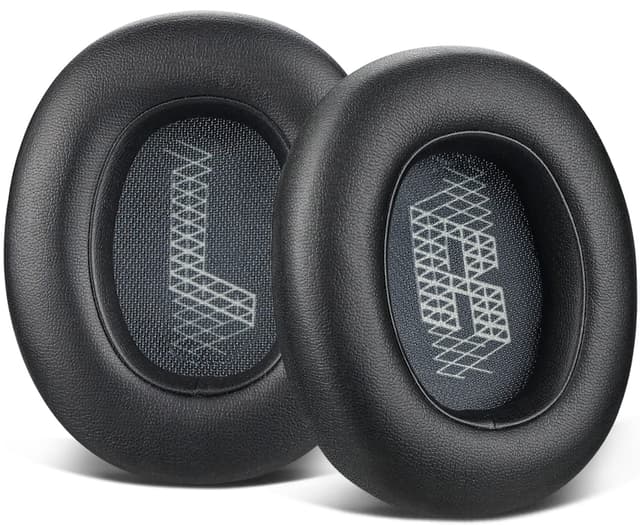 SOULWIT Ersatz Ohrpolster für JBL E65 (E65BTNC)/Live 650 (650NC 650BTNC)/Duet NC Over-Ear-Kopfhörer, Ersatzpolster mit weicherem Leder Protein Leder-Schwarz