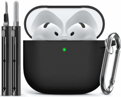Inesore Compatible with Airpods 4 Cases Cover,Silicone Protective Case for Apple Airpods 4 ANC Version, Support Wireless Charging and Front LED Visible, with Cleaner Pen,Black B3-Black AirPods 4 Angebot bei HelloDeals