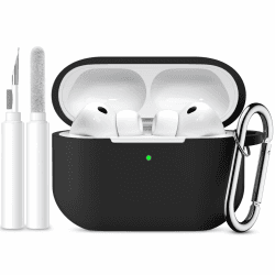 Mastten Kompatibel mit AirPods Pro 3 Hülle - Weiche Silikone Schutzhülle für Apple AirPods Pro 3 Case Hülle 2025 - Schockfeste Case mit Drahtloser Ladefunktion, Sichtbarer Front-LED, Schwarz AirPods Pro 3 (2025) Schwarz