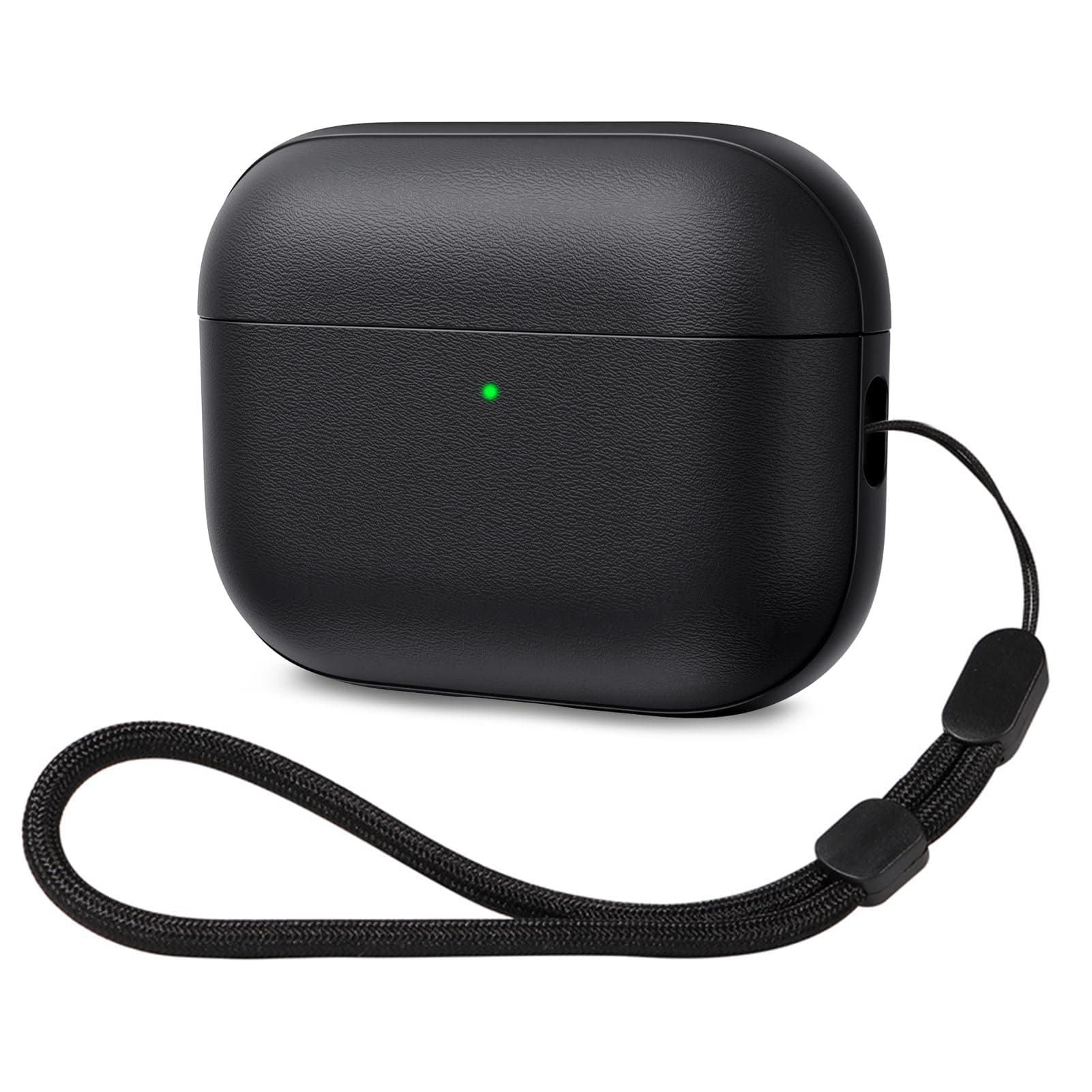 ACRONIX für AirPods Pro 3 Hülle 2025, Soft TPU Hülle für Apple AirPods Pro 3 mit Handschlaufe, Leder-Touch-Design Airpods Pro 3 Case - Schwarz