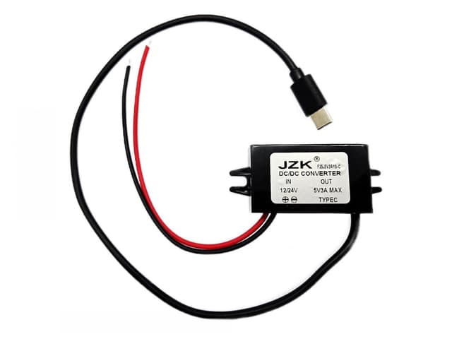 JZK Auto Stromwandler 12V 24V auf 5V 3A Step Down Konverter Mit Typ C Adapter, 15W Buck-Konverter, Spannungsreduzierer Regler für Auto, LKW, Boot