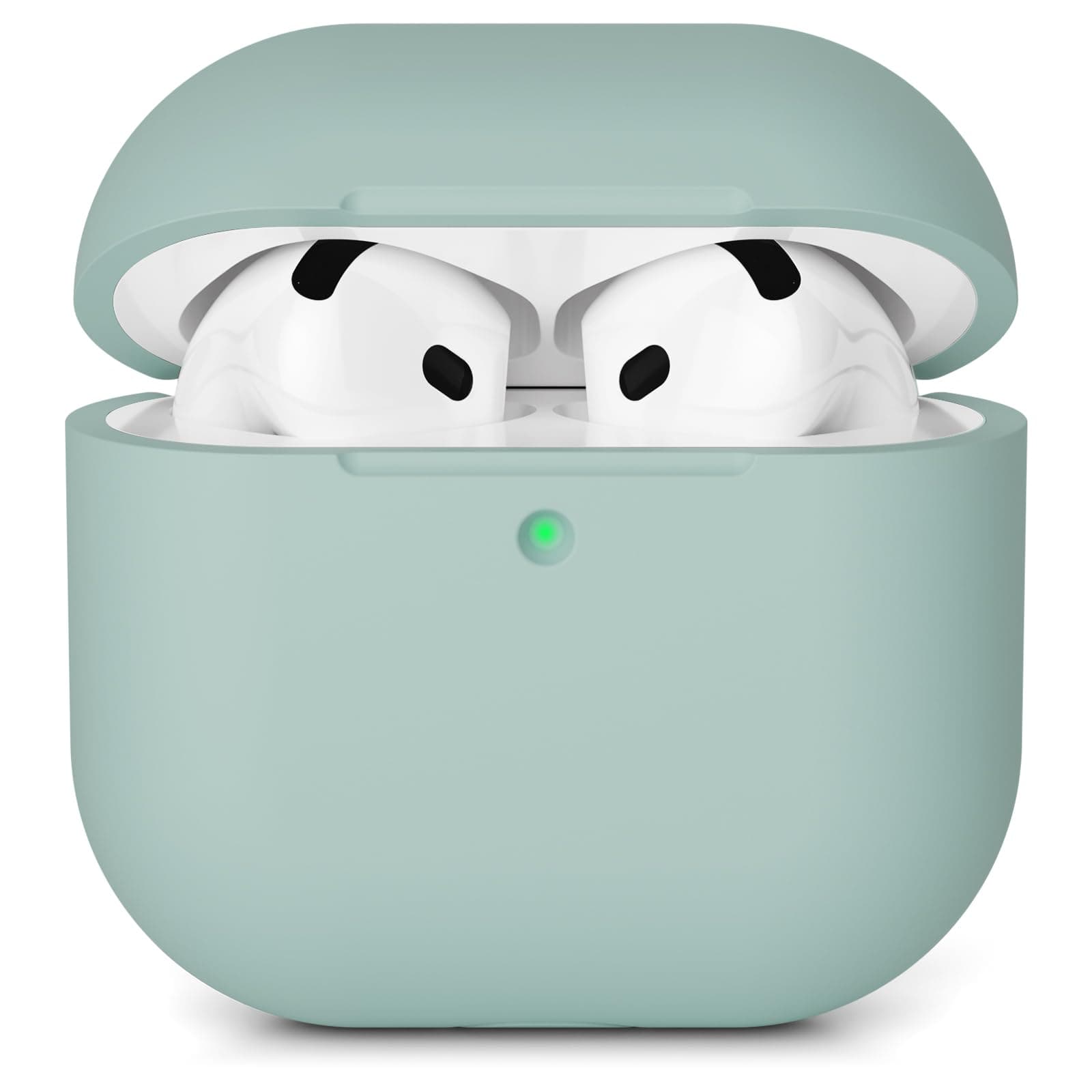 AOTUAO Hülle Kompatibel mit AirPods 4 Hülle Case (2024), Weiches Silikon Stoßfeste Schutzhülle für AirPods 4. Generation Case Cover mit Voller Sturzschutz, Front-LED Sichtbar, Cloud Grey