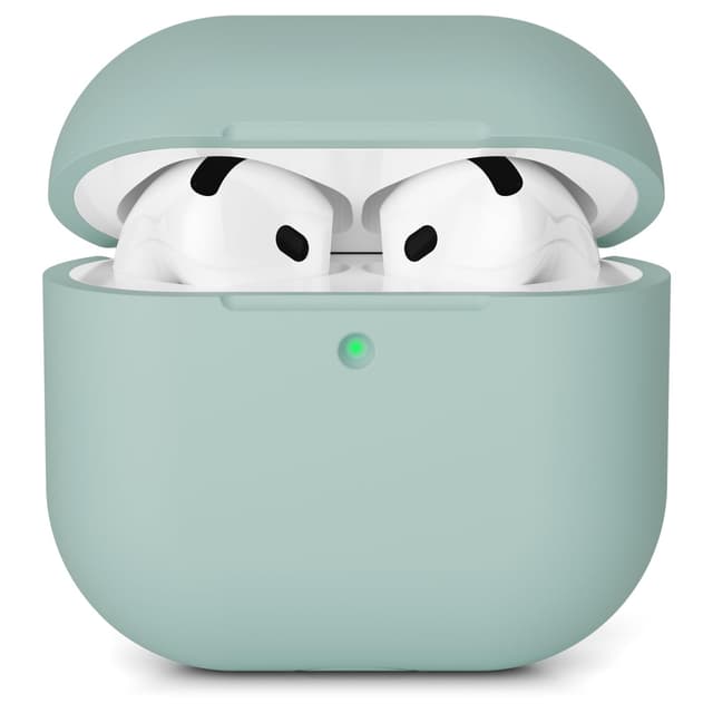 AOTUAO Hülle Kompatibel mit AirPods 4 Hülle Case (2024), Weiches Silikon Stoßfeste Schutzhülle für AirPods 4. Generation Case Cover mit Voller Sturzschutz, Front-LED Sichtbar, Cloud Grey
