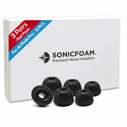 SONICFOAM Memory-Schaum-Ohrhörer-Aufsätze – Prämie Geräuschisolierung, Ersatz-Ohrhöreraufsätze aus Schaumstoff, 10 Stück für Air pods Pro (SFAIR groß, Schwarz) S/M/L SFAIR für Airpods Pro, Schwarz Angebot bei HelloDeals