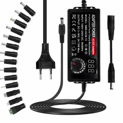 Universal Netzteil 3V-36V, 2A 72W Einstellbares netzteil AC/DC 100V-240V Verstellbarer Netzteils Adapter mit LED Spannungsanzeige und 14 Tipps für Haushaltselektronik, DC Motor DVD, 2A Max 72.0 Watt