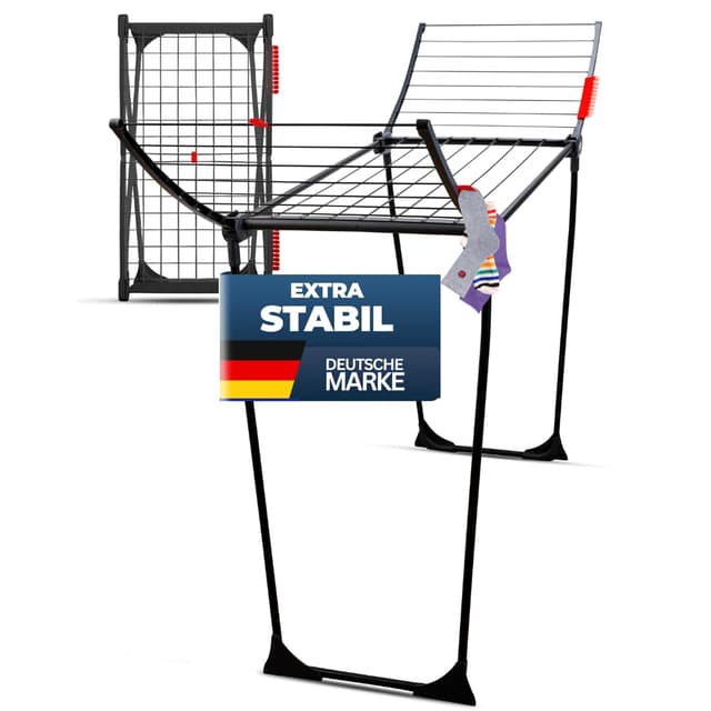STAHLMANN ® Wäscheständer [18M Trockenfläche ] - Flügelwäscheständer [Made IN EU] 1,05 M Flügel ideal für Lange Kleidungsstücke - Wäscheständer platzsparend