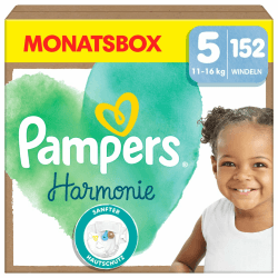 Pampers Harmonie Windeln Größe 5, 152 Windeln, 11kg-16kg, sanfter Hautschutz mit 100Prozent Pampers Schutz Größe 5 (152 Stück) NEU Angebot bei HelloDeals