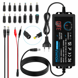 2A 72W Einstellbar Netzteil DC 3V ~ 36V Verstellbarer Universal Umschalter AC/DC Universal Adapter mit LED Spannungsanzeige und 5,5x2,5mm 16 Tipps, für Haushaltselektronik - 2000mA Max 36V 2A Switching Power-M
