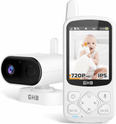 GHB Babyphone mit Kamera Baby Monitor 720P HD Zoom 2000mAh Akku 8 Schlafliedermit VOX Modus Nachtsicht Angebot bei HelloDeals