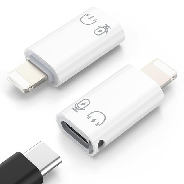MoKo USB C auf Lightning Adapter, Lightning Stecker auf USB C Buchse Adapter Kompatibel mit iPhone 14/13/12/11 Pro Max/iPad/iPod/AirPods, Unterstützung für das Laden, Datenübertragung, Earpods & OTG Weiß USB C auf Lightning
