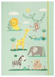 folia 69014 - Sammelmappe A3 Hot Foil Happy Safari, aus stabilem Karton mit Gummiband