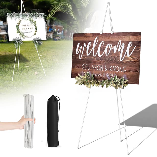 160cm Staffelei Groß Stand für Aufsteller Sitzplan Hochzeit Künstler Poster, Kappbar Stativ Staffelei Hochzeit, Easel Leinwand Ständer für Hochzeit, Malerei, Show (Weiß)