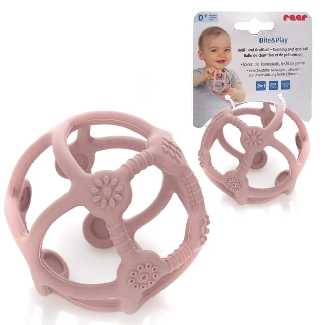 reer Bite&Play Beiß- und Greifball fürs Baby, Beißring und Spielzeug fürs Kleinkind, tolles Geschenk