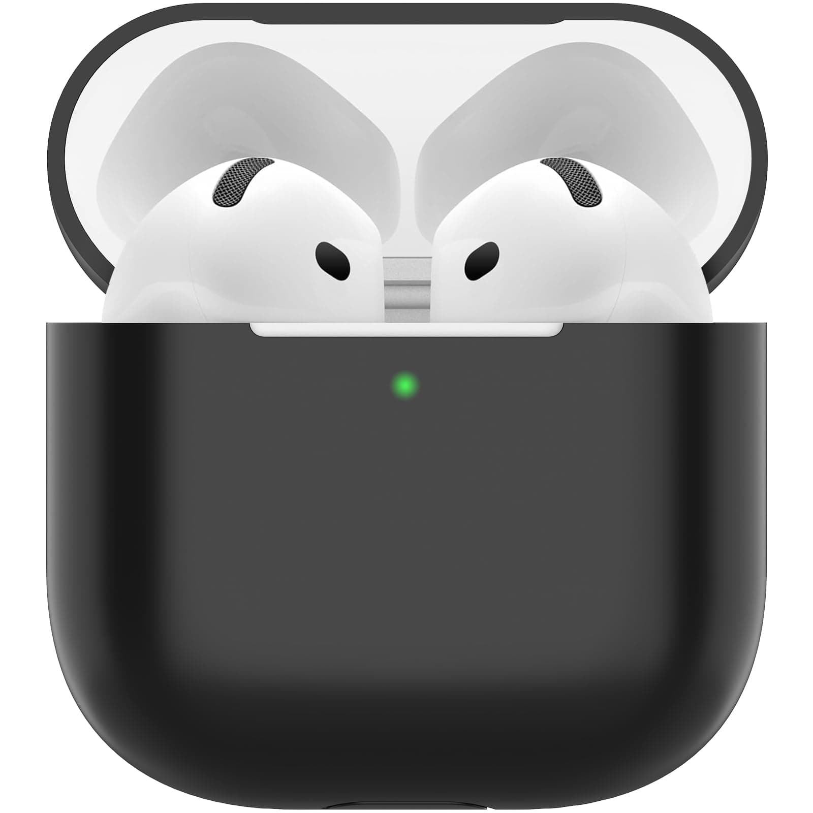 Nemteur Hülle für AirPods 4, Thin Schützende Silikon Case für AirPods 4th 2024 (USB-C) Skin Front LED Sichtbar Silicone Cover, Schwarz
