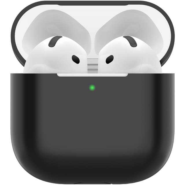 Nemteur Hülle für AirPods 4, Thin Schützende Silikon Case für AirPods 4th 2024 (USB-C) Skin Front LED Sichtbar Silicone Cover, Schwarz